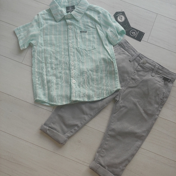 VOLCOM Baby NEW Button Up Shirt & Chino Pants - Picture 1 of 9